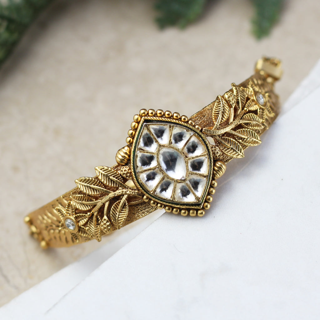 Statement Kundan Cuff Adjustable Bracelet
