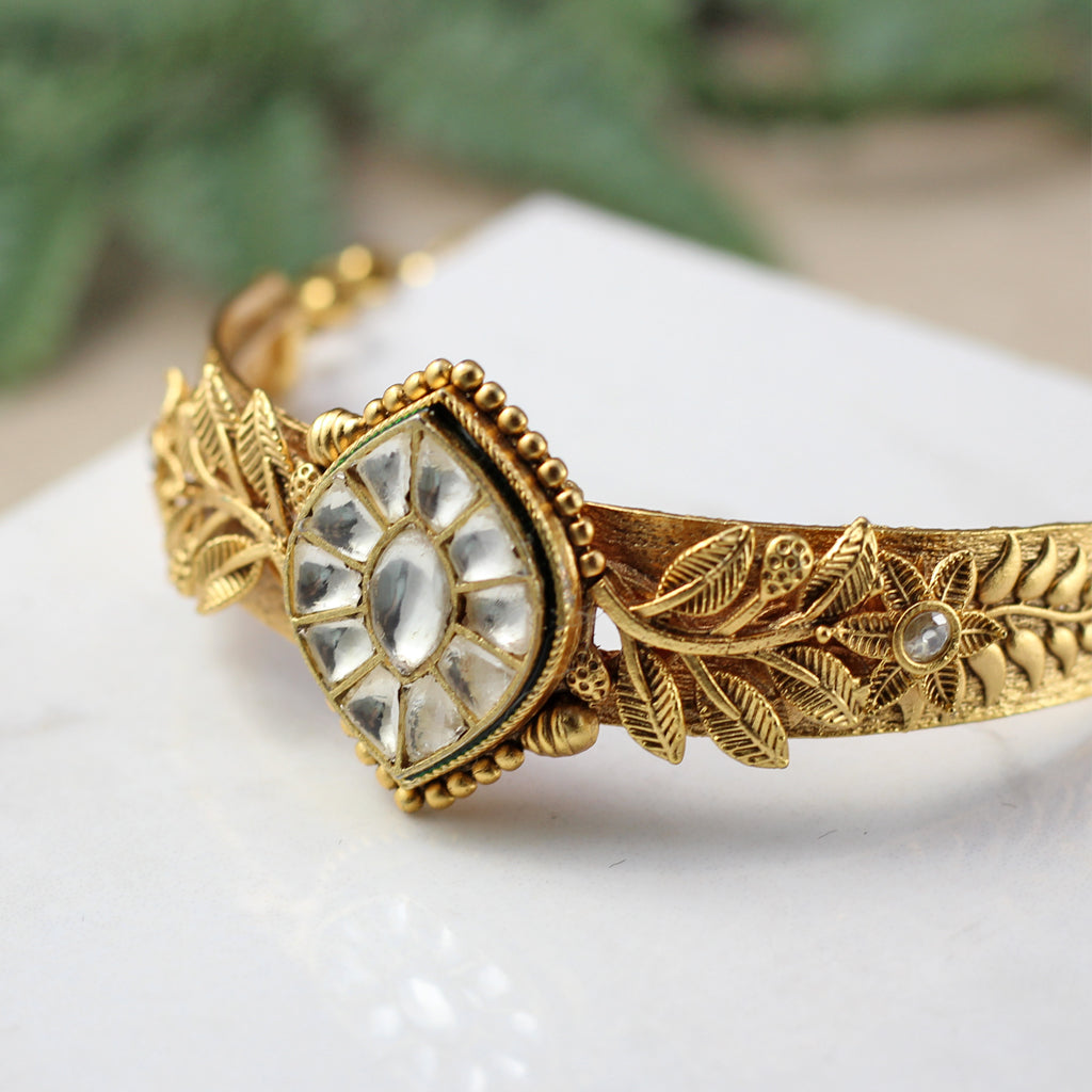 Statement Kundan Cuff Adjustable Bracelet