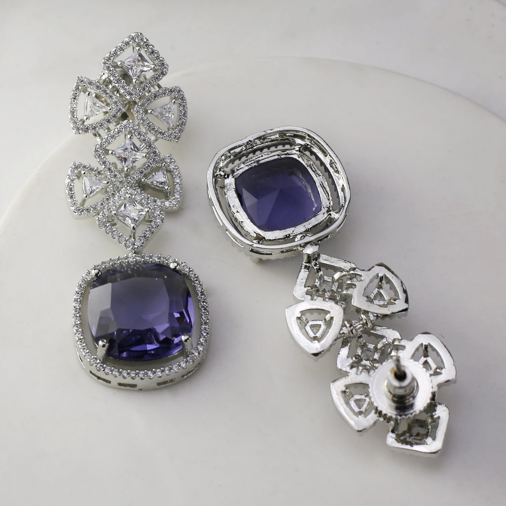 Purple Zircon Drop Earring
