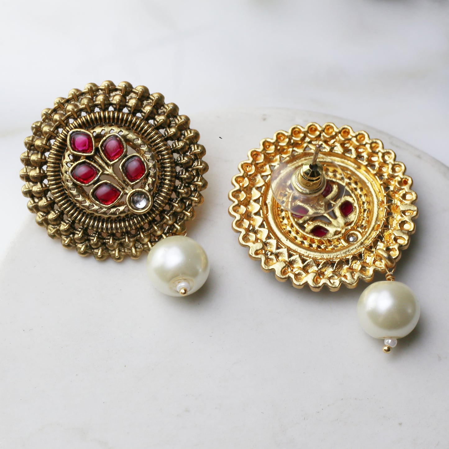 Ruby Traditional Pearl Drop Earring