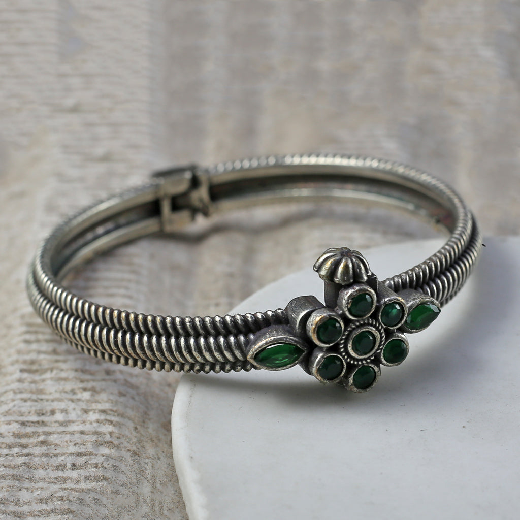 Green Tribal Lock Bangle - Rabal