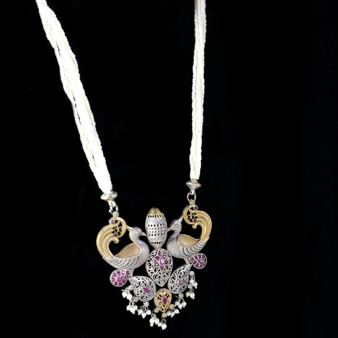 Ruby Statement Peacock Bird Mala - Rabal