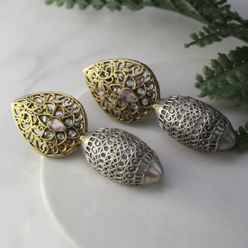 Pink Tribal Drop Earring