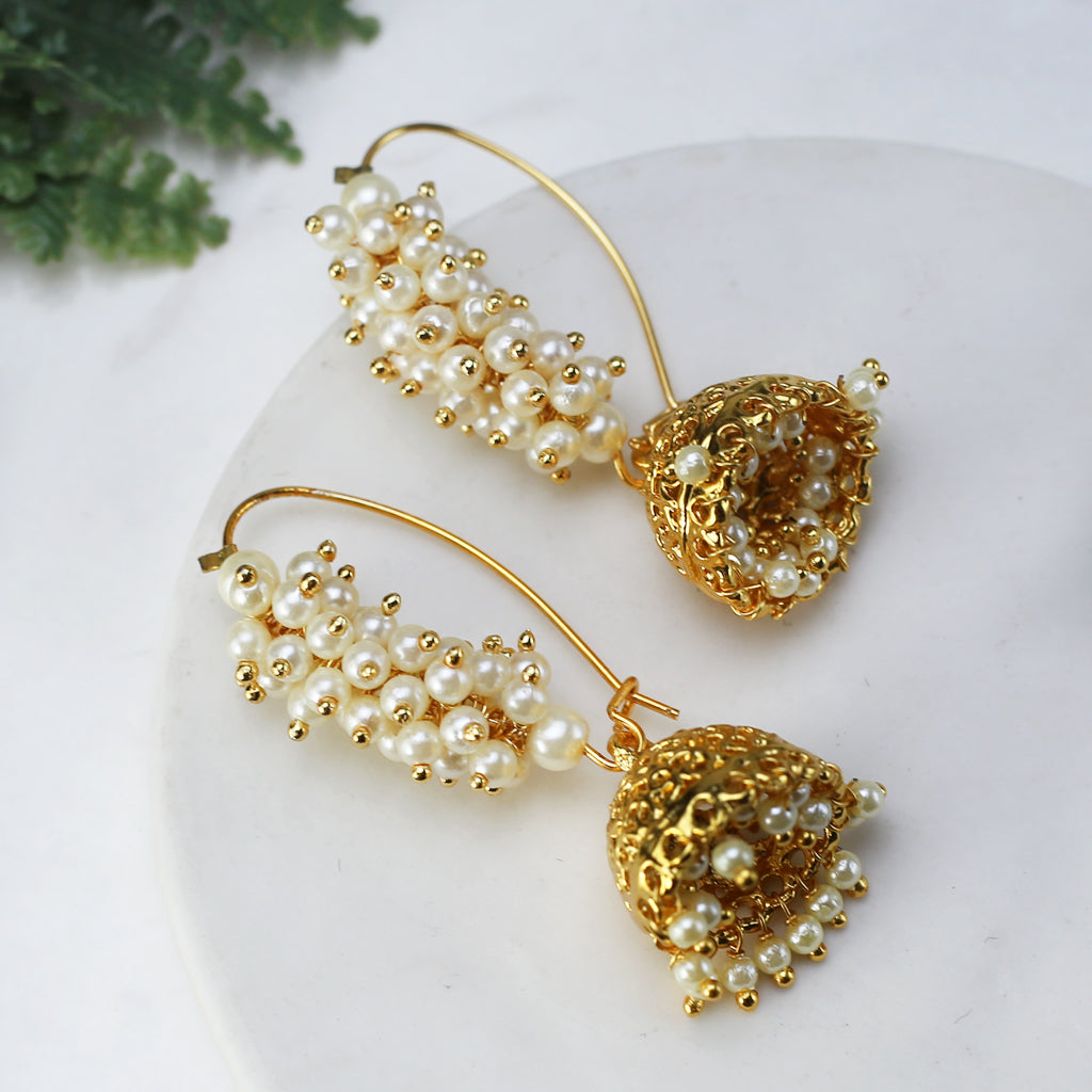 Gold Small Pearl Jhumki I Earring