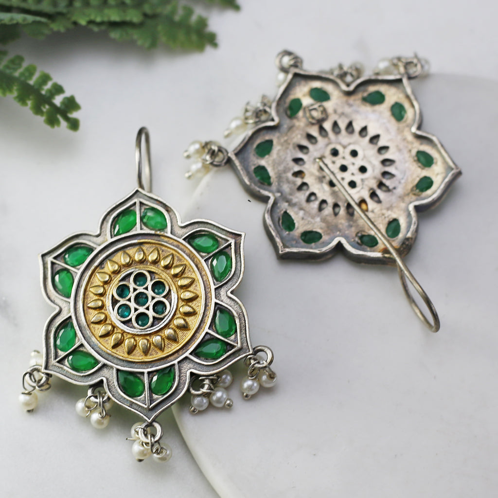 Green Hook Flower Drop Earring