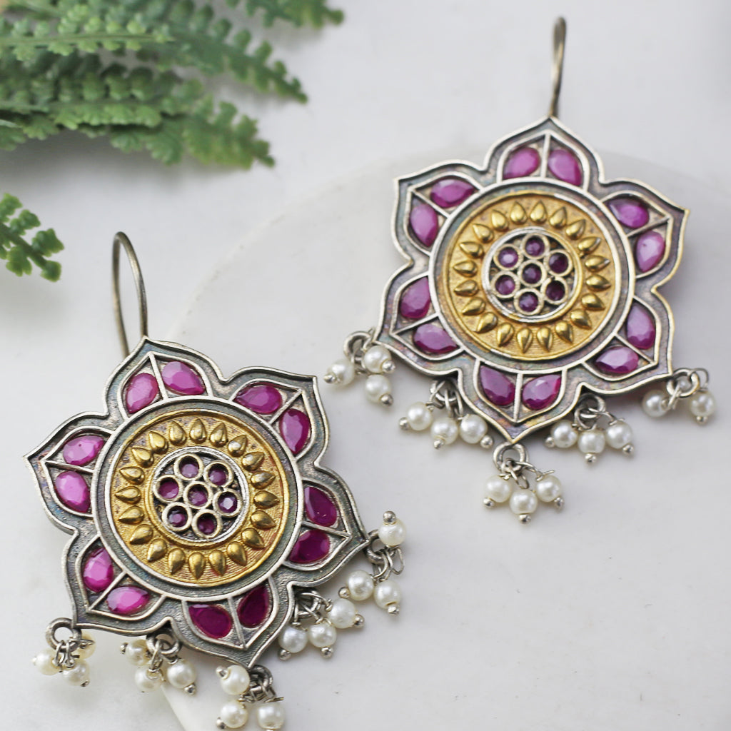 Pink Hook Flower Drop Earring