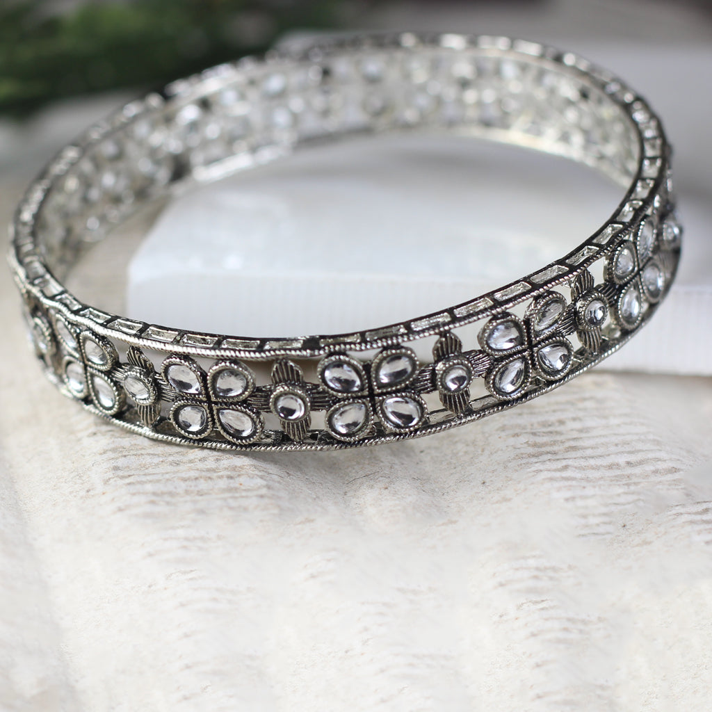 Statement Silver Plated Bangle Pair