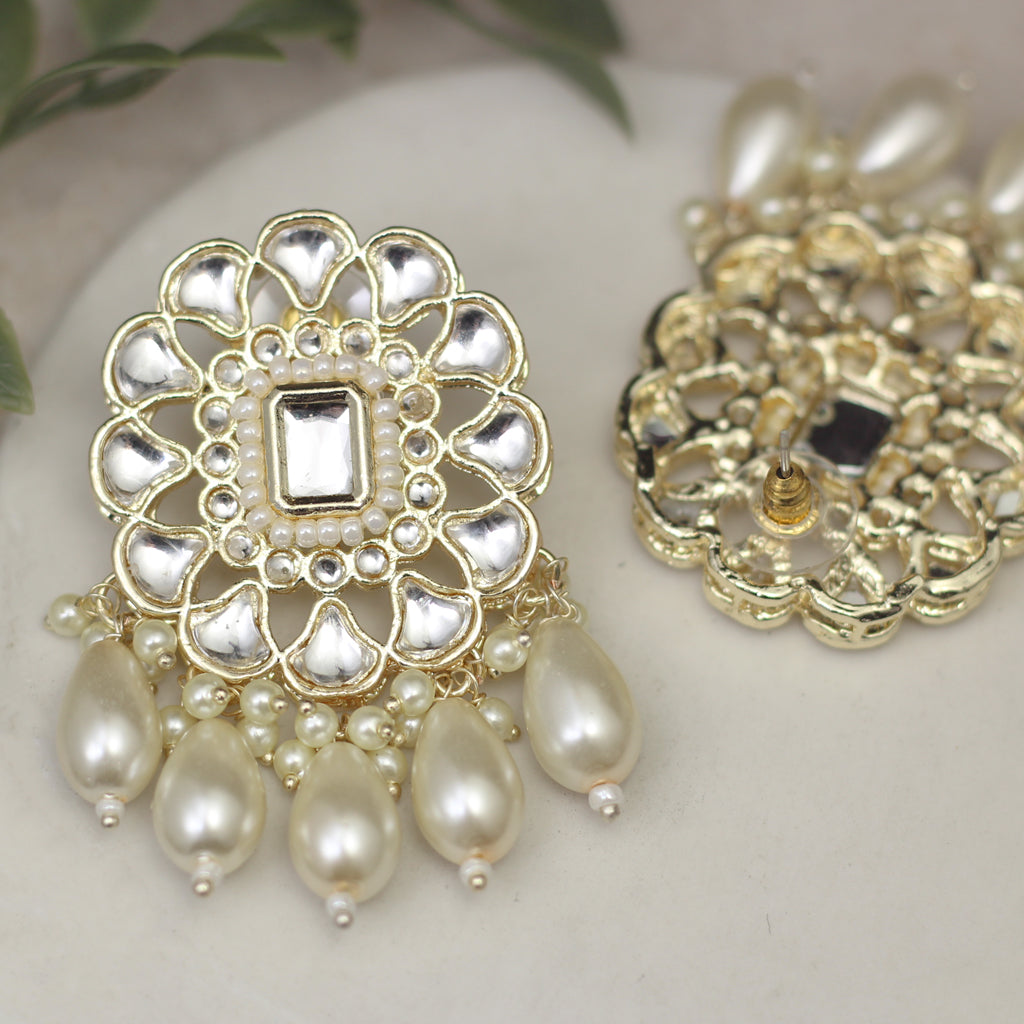 Statement Flower Pearl Drop Earring