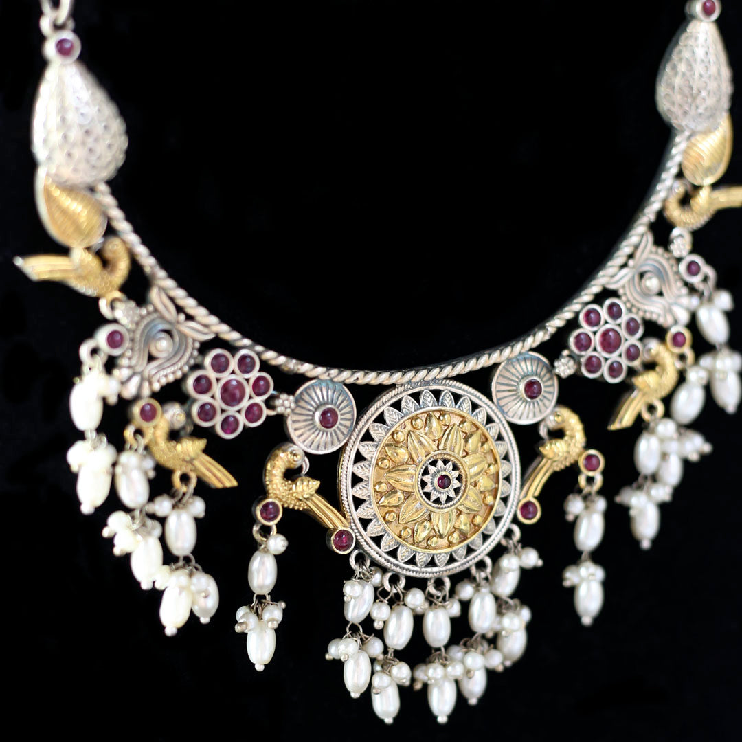 Ruby Bird Pearl Long Mala - Rabal
