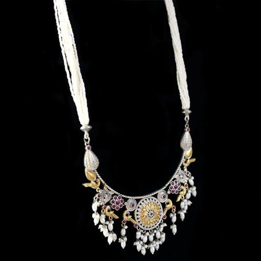 Ruby Bird Pearl Long Mala - Rabal