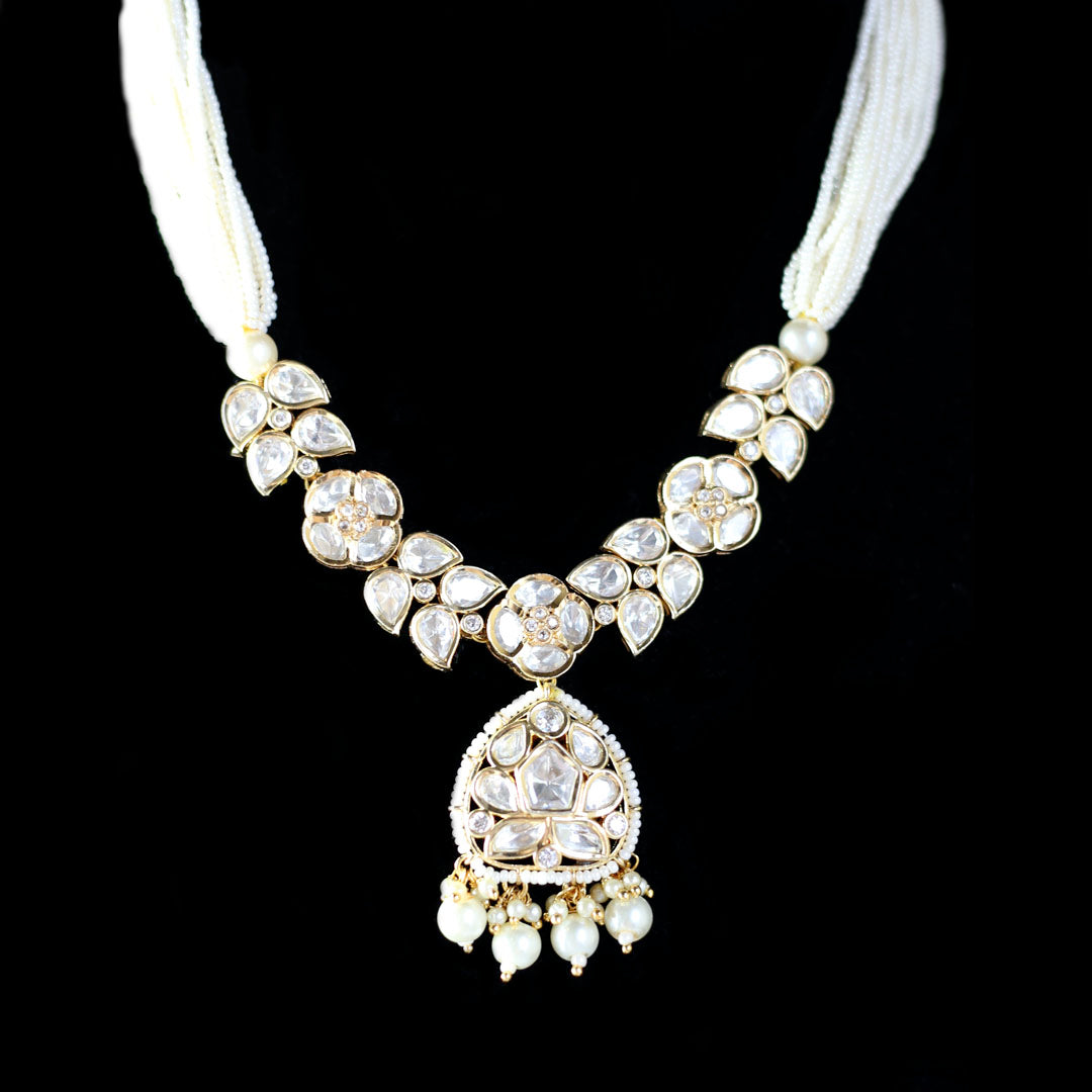 Kundan Pearl Drop Necklace - Rabal
