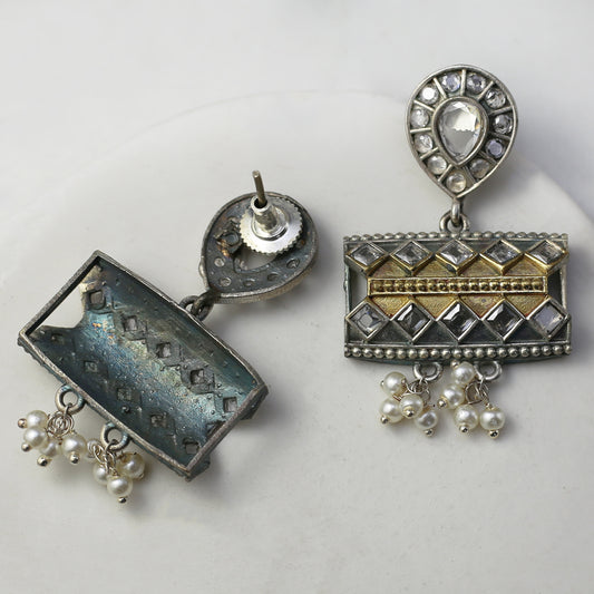 White Tribal Drop Earring - Rabal
