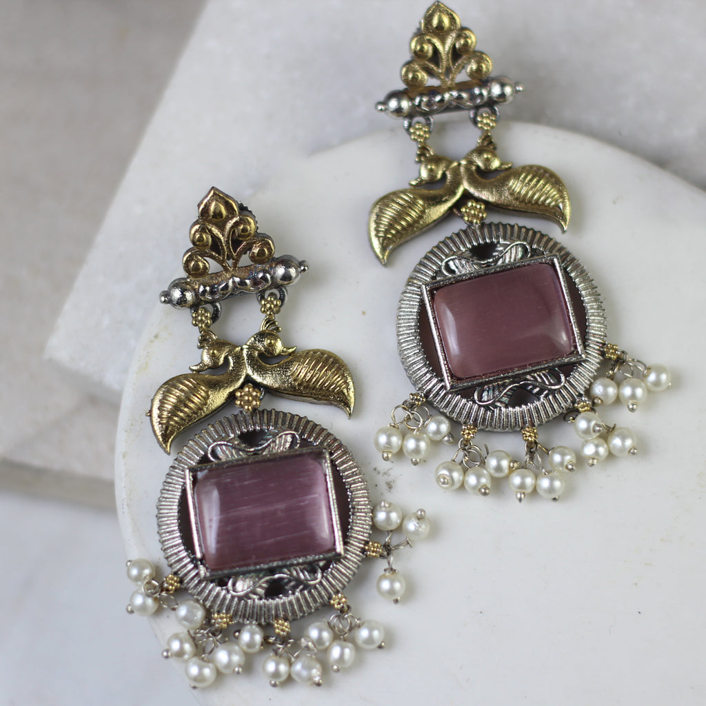 Pink Bird Drop Earring