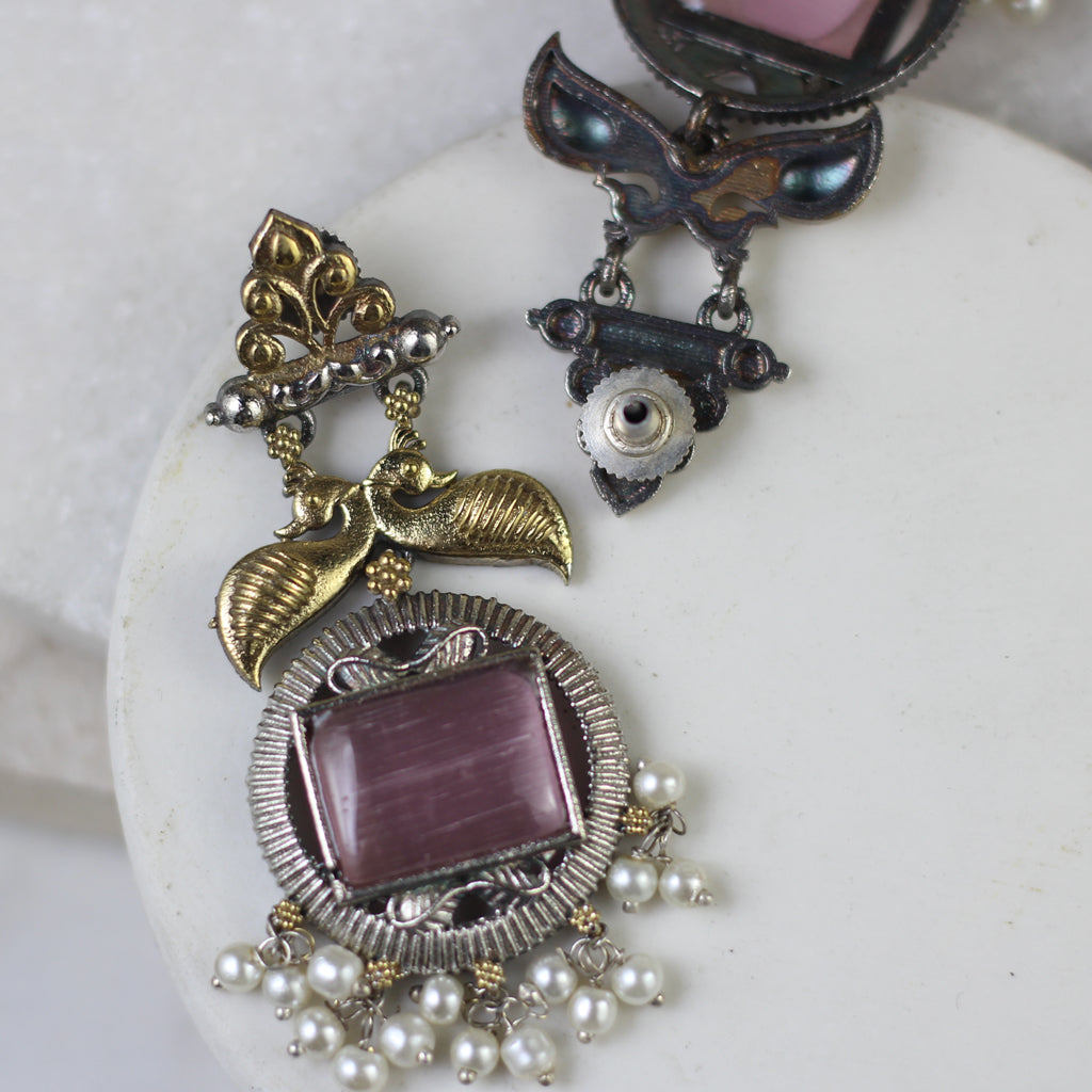 Pink Bird Drop Earring