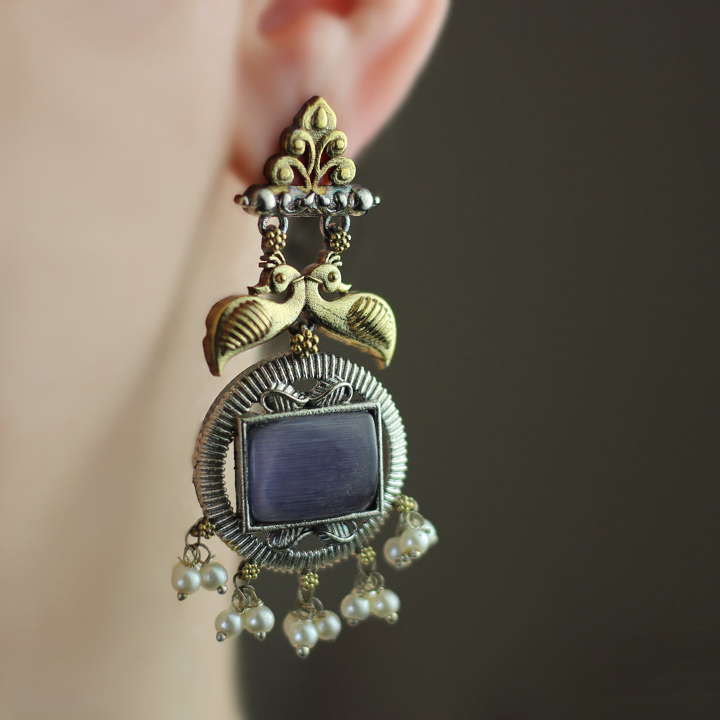 Purple Bird Drop Earring
