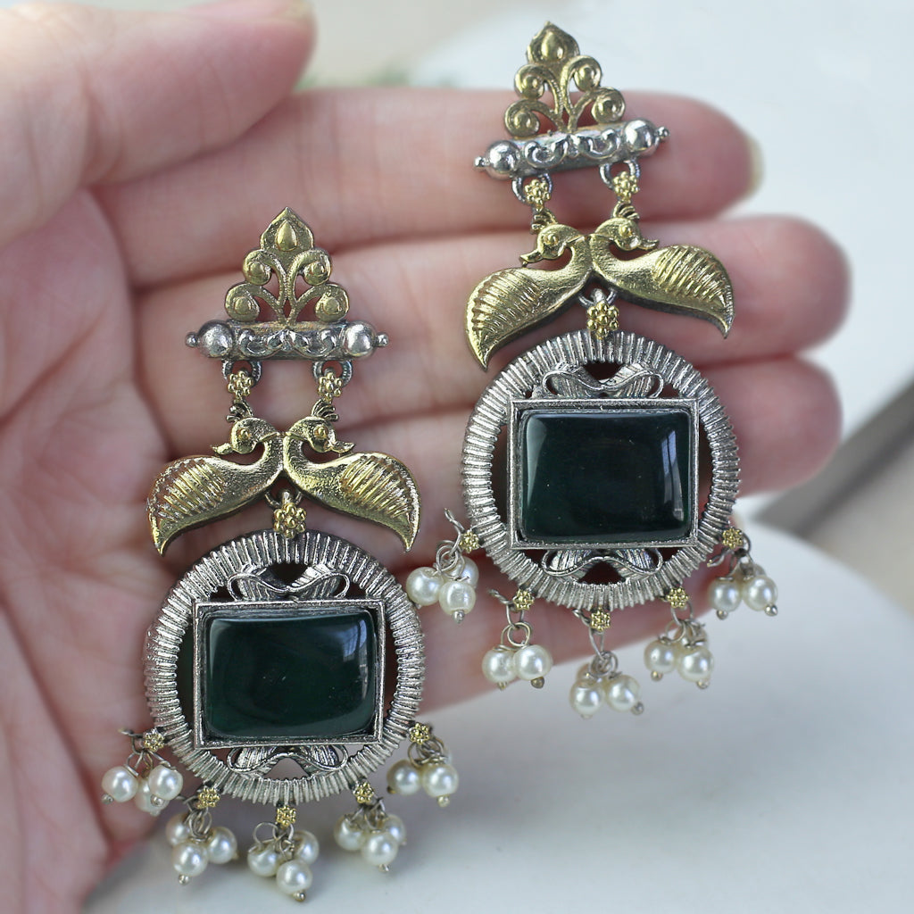 Green Bird Drop Earring