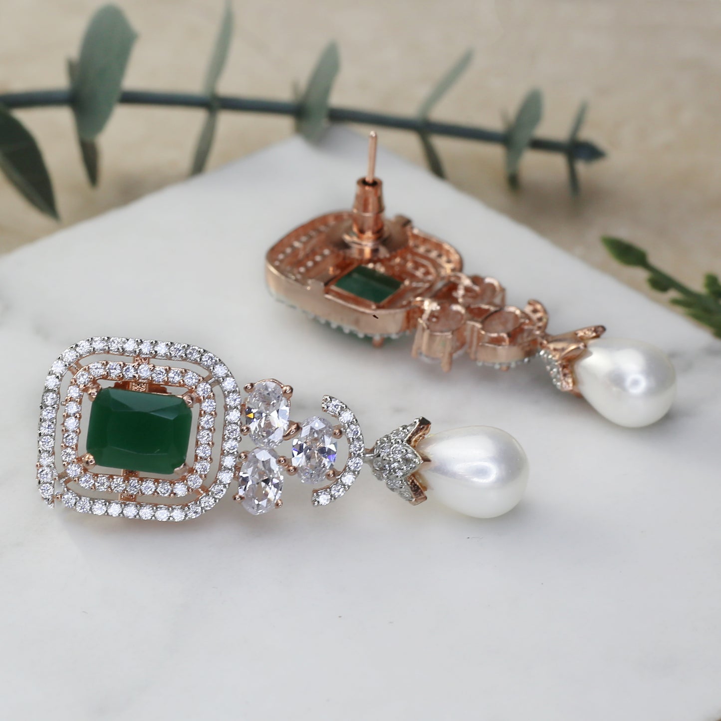 Green Statement Zircon Drop Earring