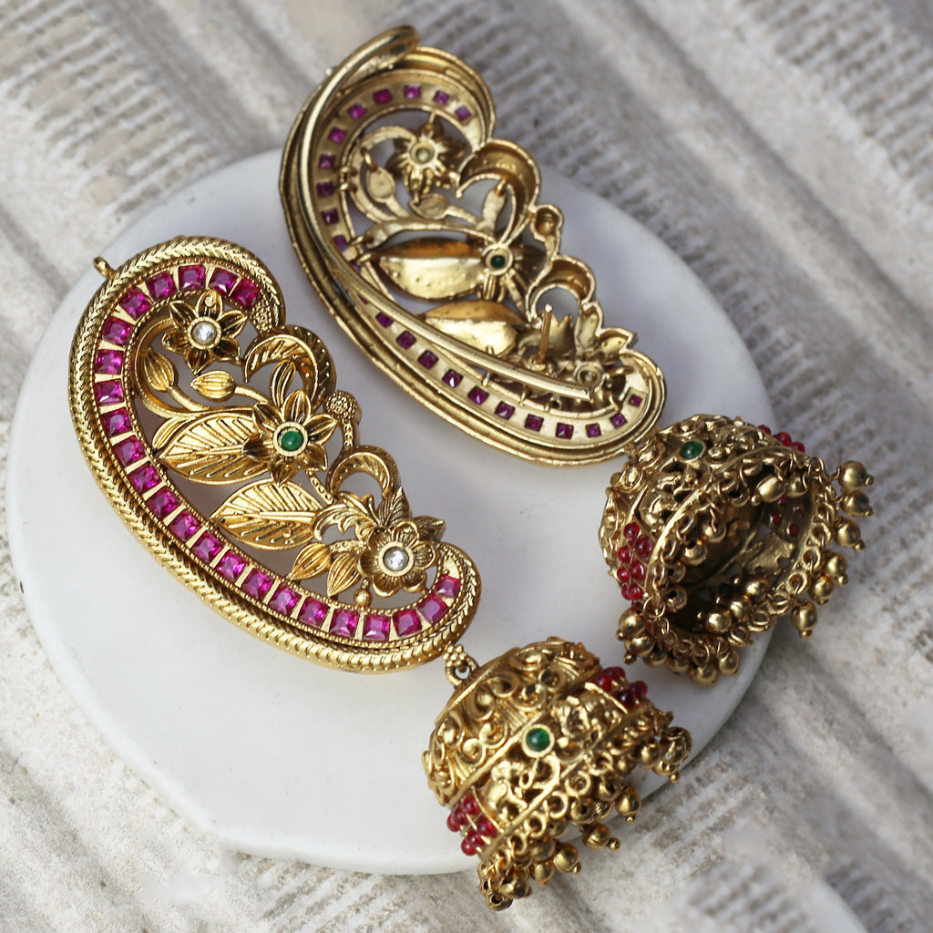 Multicolour Statement Bridal Flower Jhumke I Earring