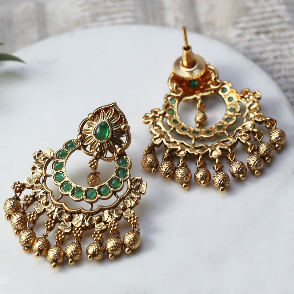 Green Traditional Drop Earring