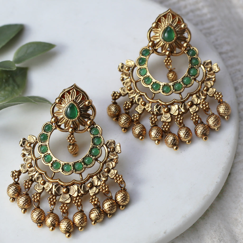 Green Traditional Drop Earring