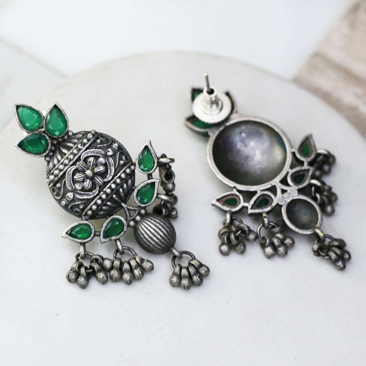 Green Tribal Dome Drop Earring