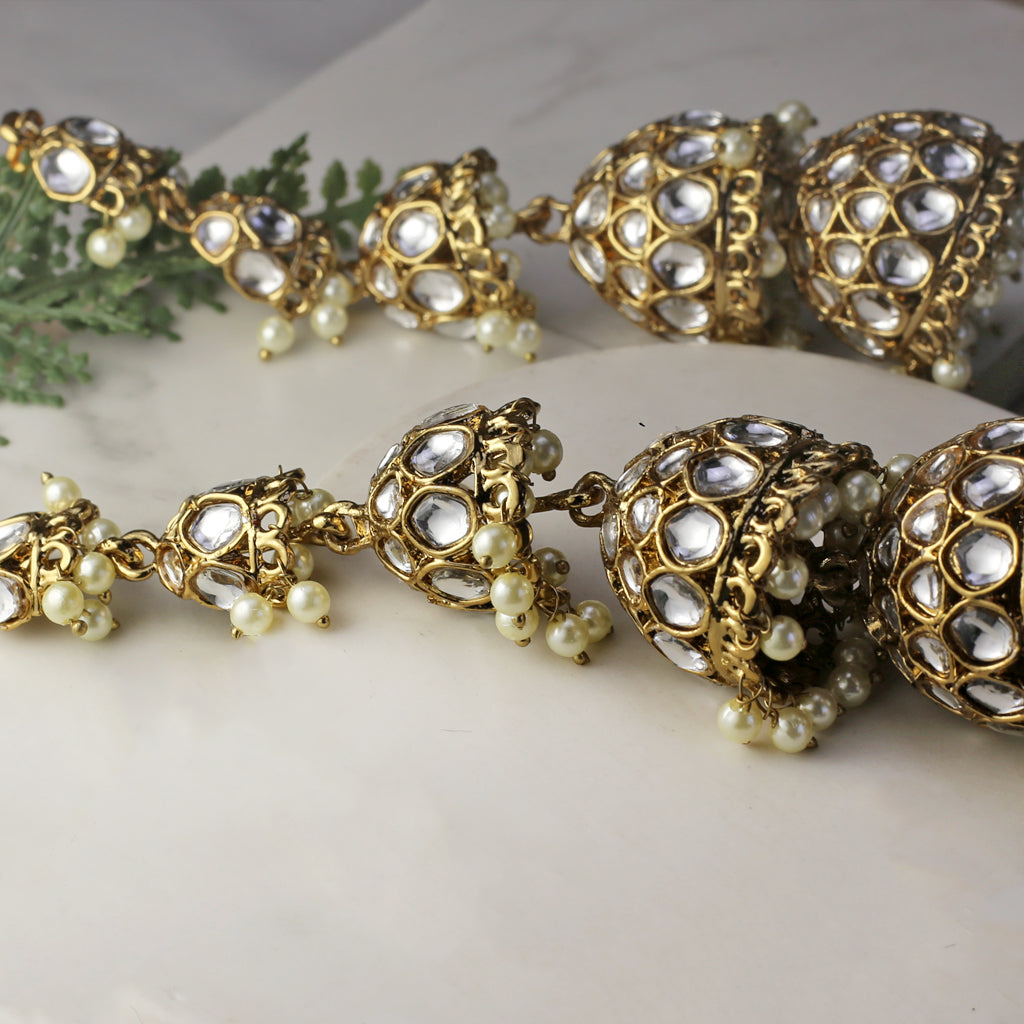 Traditional Bridal Drop Jhumke Earring with Saharey