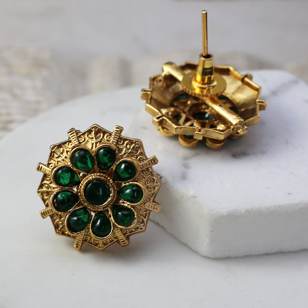 Green Flower Stud Earring