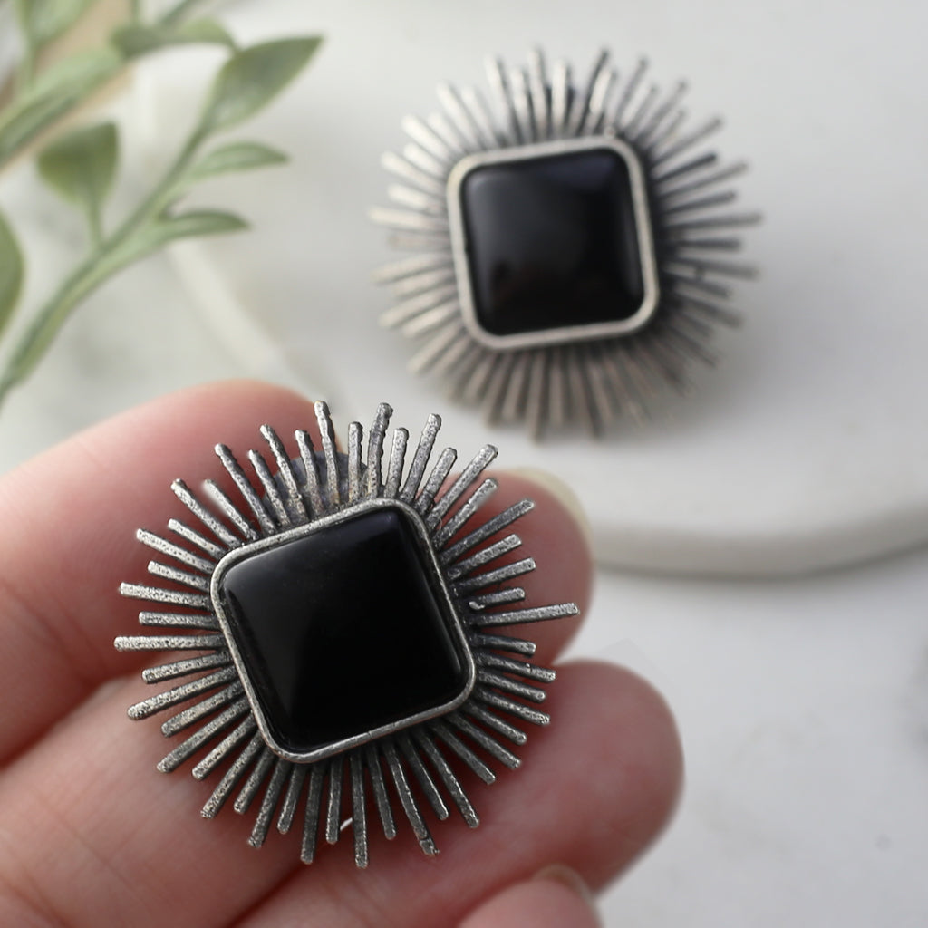 Black Oxidised Stud Earring