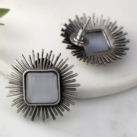Grey Oxidised Stud Earring