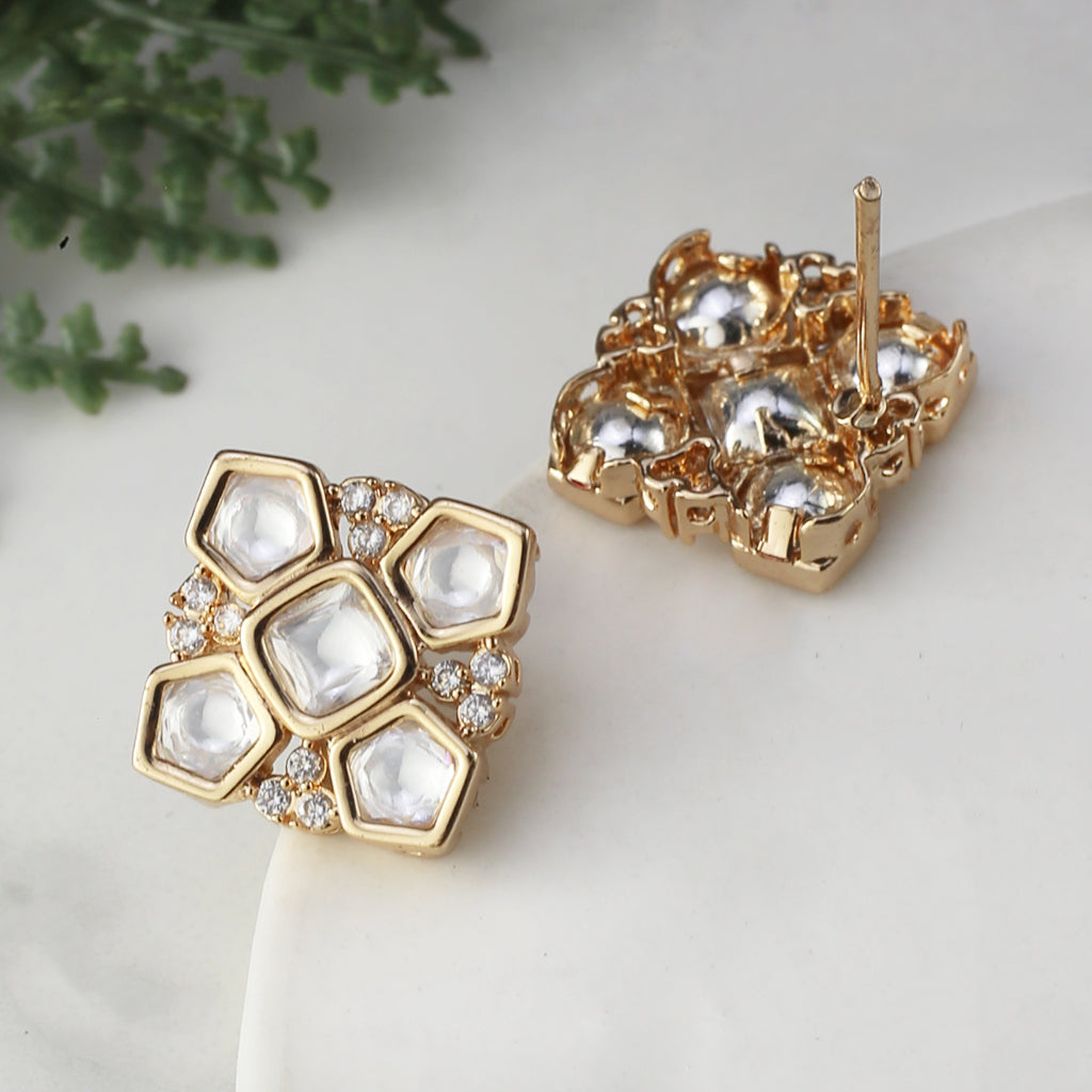 Kundan Square Stud Earring