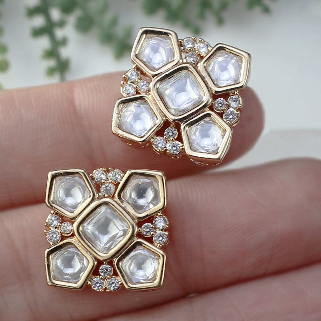 Kundan Square Stud Earring