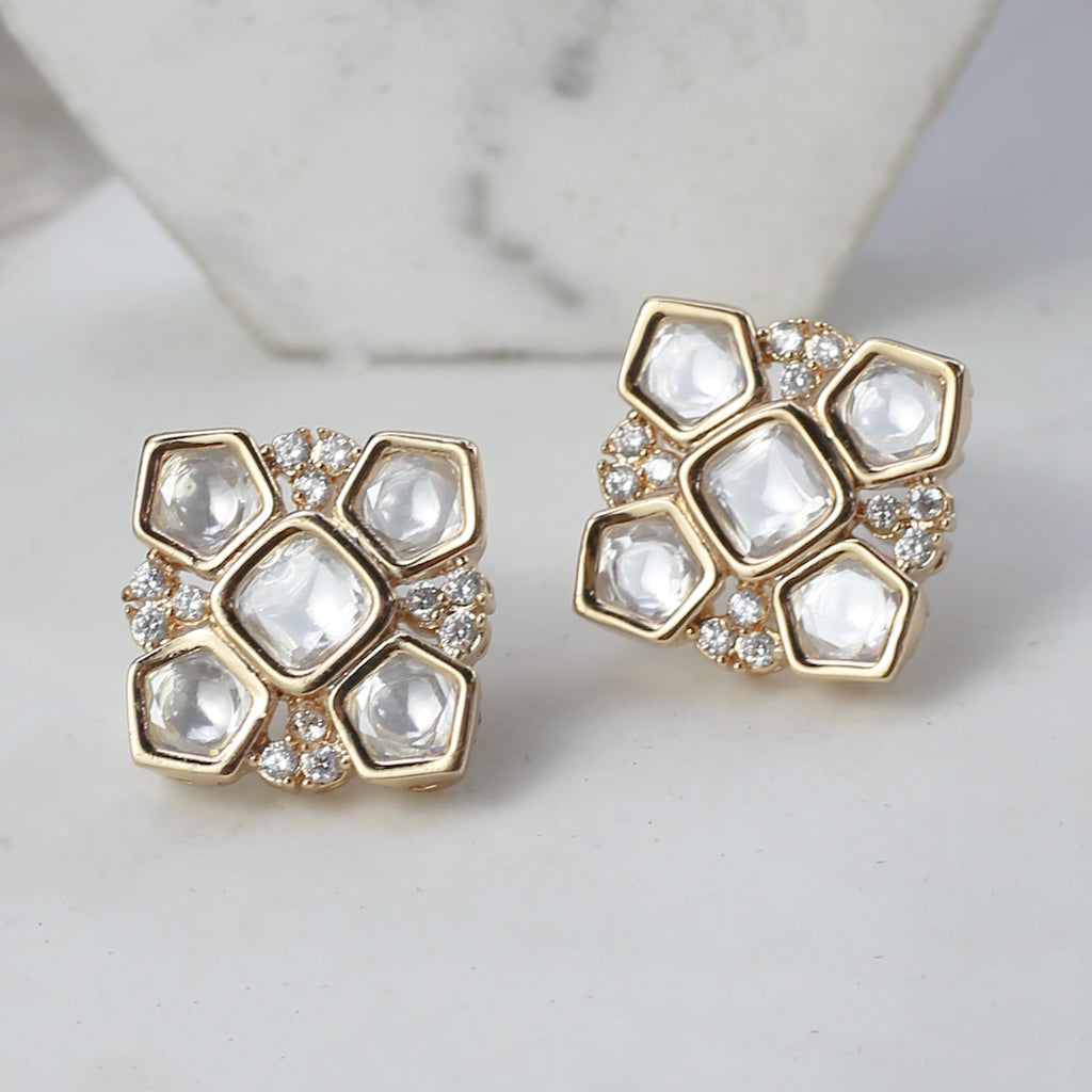 Kundan Square Stud Earring
