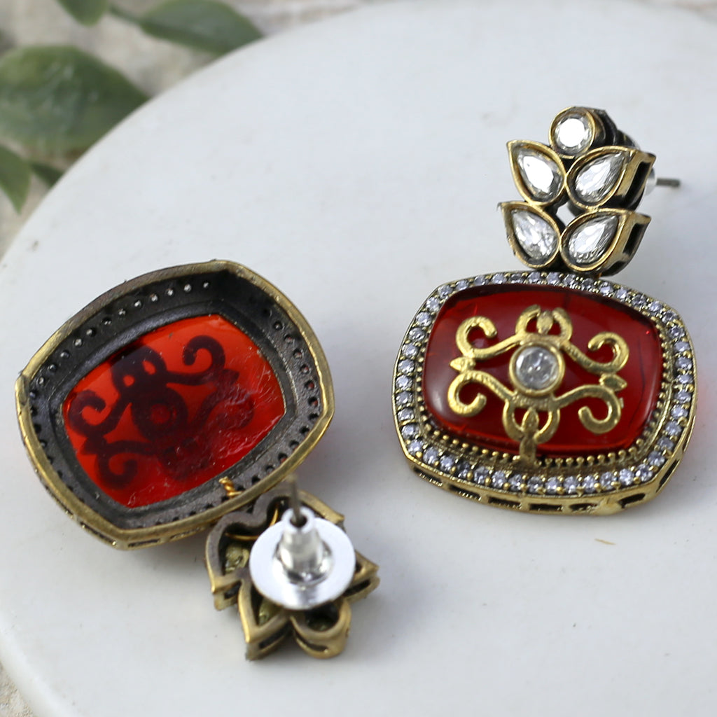 Maroon Kundan Earring