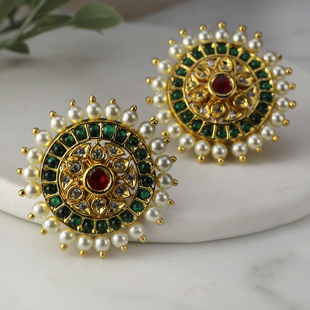 Multicolour Pearl Stud Earring - Rabal