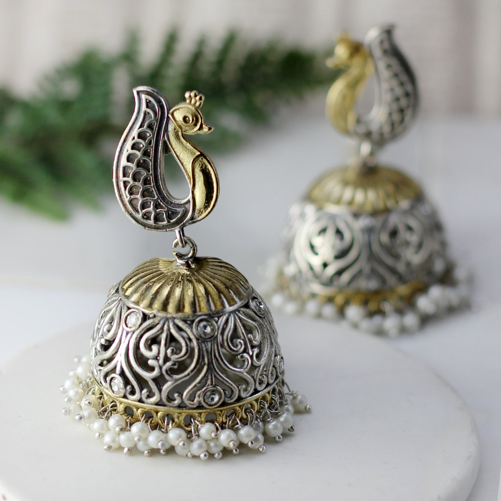 White Statement Big Jhumke I Earring - Rabal