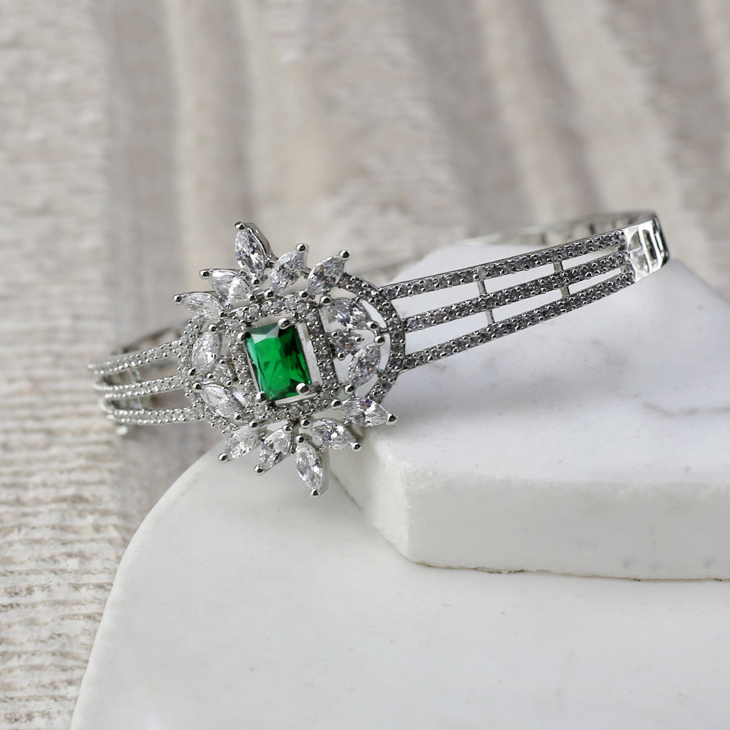 Green Zircon Cuff Bangle - Rabal