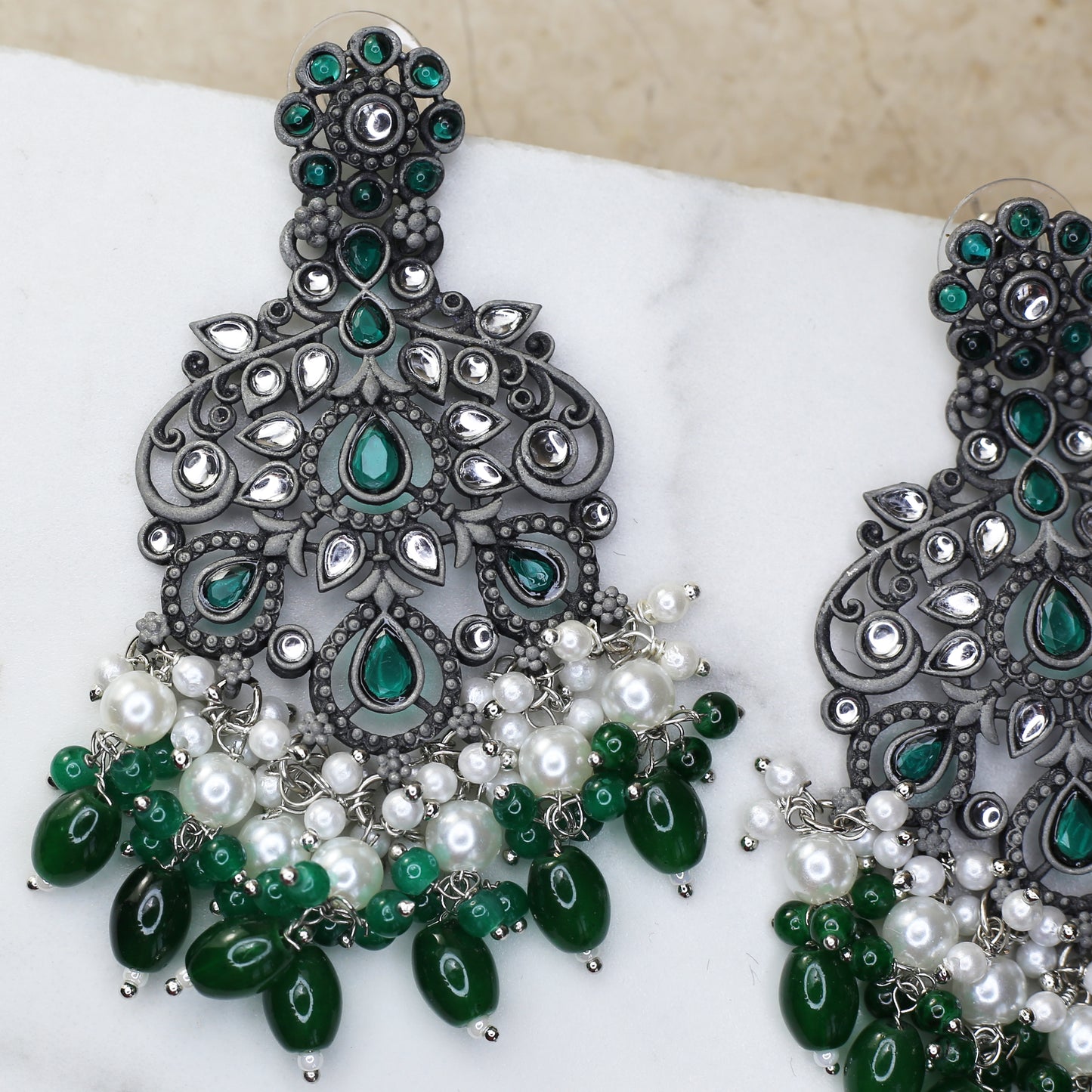 Green Pearl Drop Earring