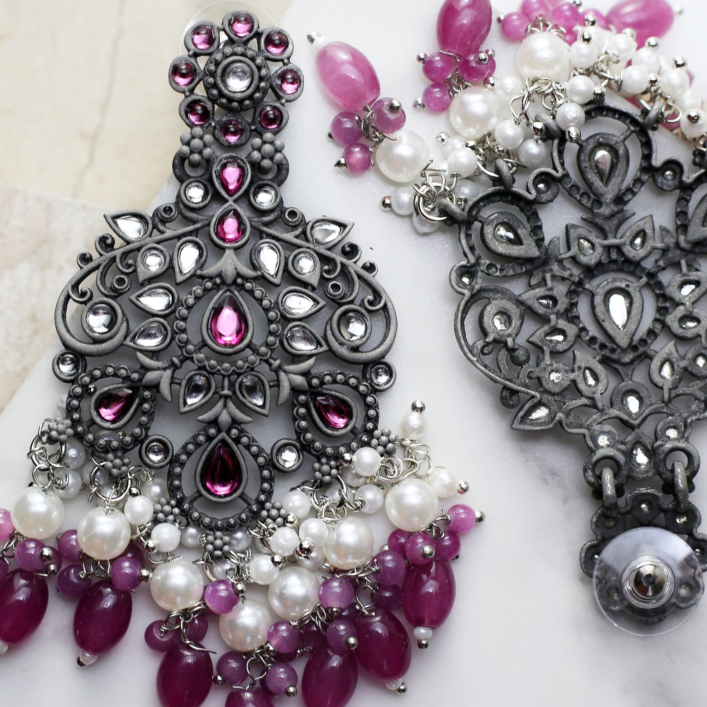 Mauve / Purple Pearl Drop Earring