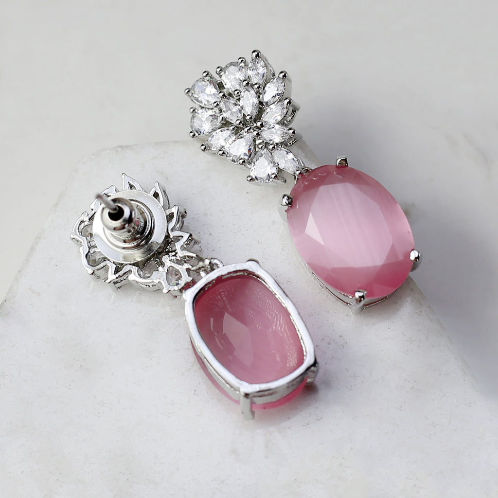 Pink Zircon Drop Earring