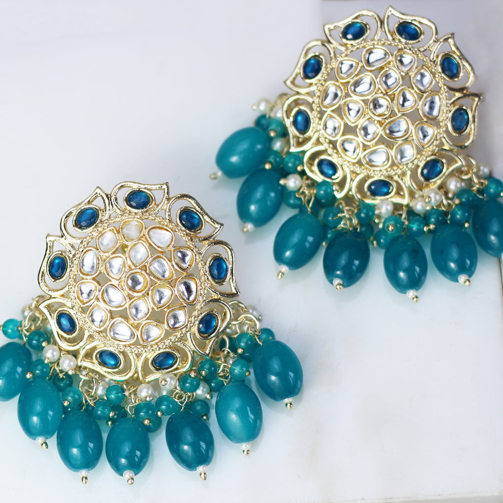 Turquoise Flower Pearl Drop Earring