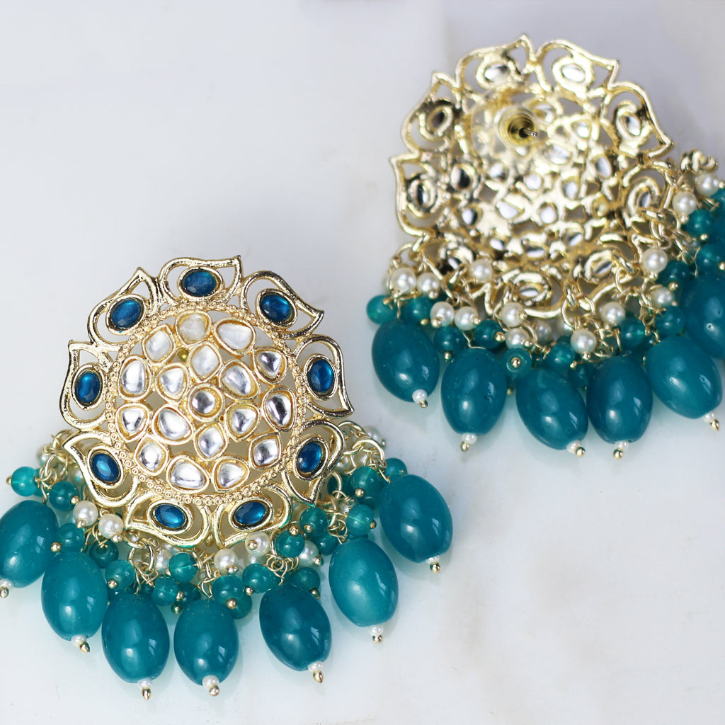 Turquoise Flower Pearl Drop Earring
