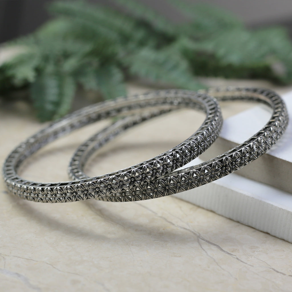 Tribal Flower Bangle Pair I Choorian - Rabal