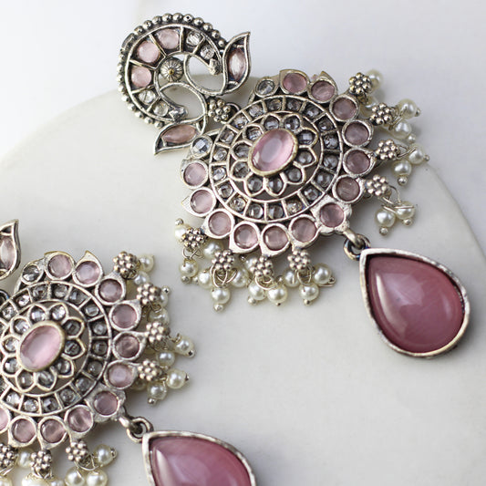 Pink Tribal Pearl Drop Earring - Rabal