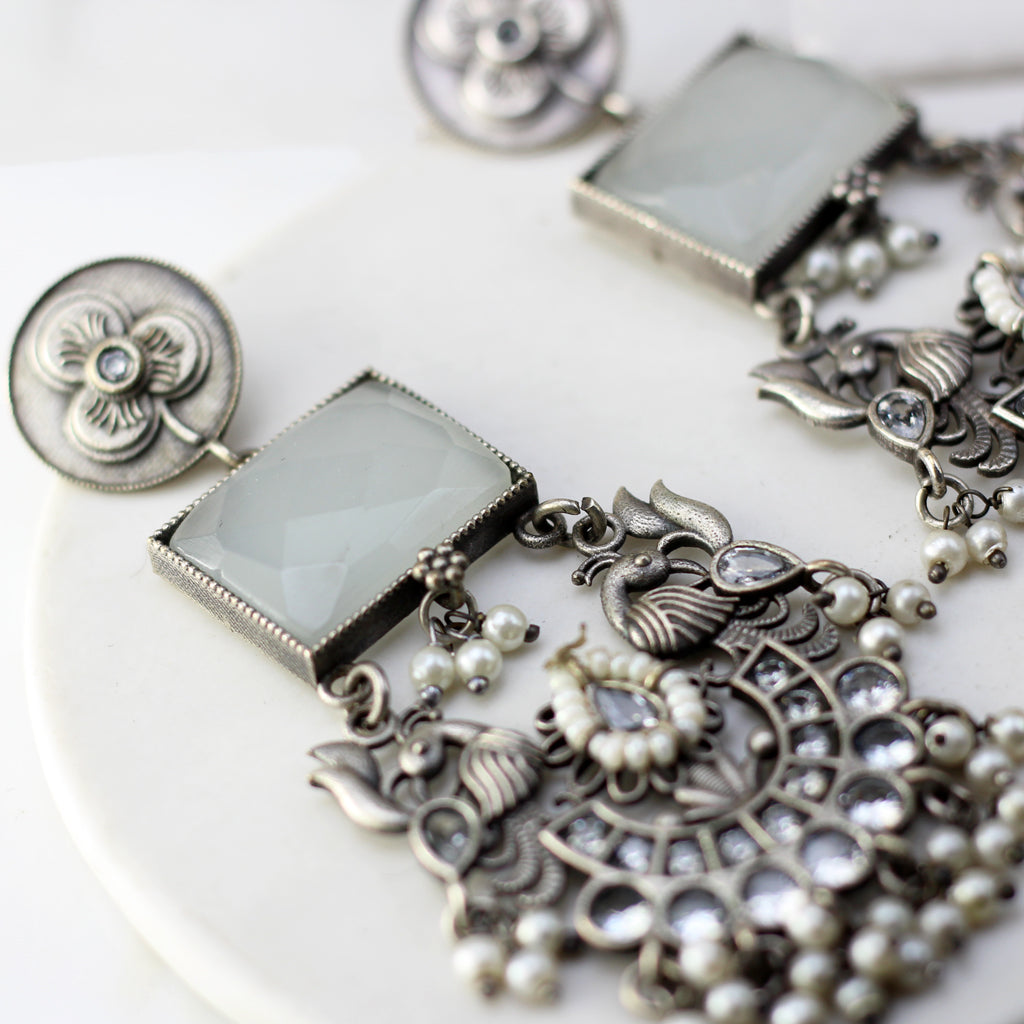 Bird Tribal Pearl Drop Earring - Rabal