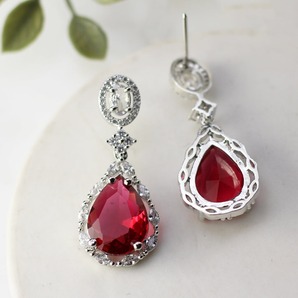 Red Zircon Drop Earring - Rabal