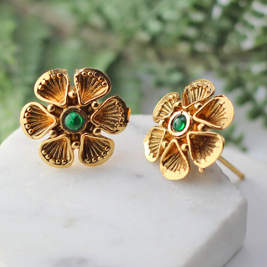 Green Flower Stud Earring - Rabal