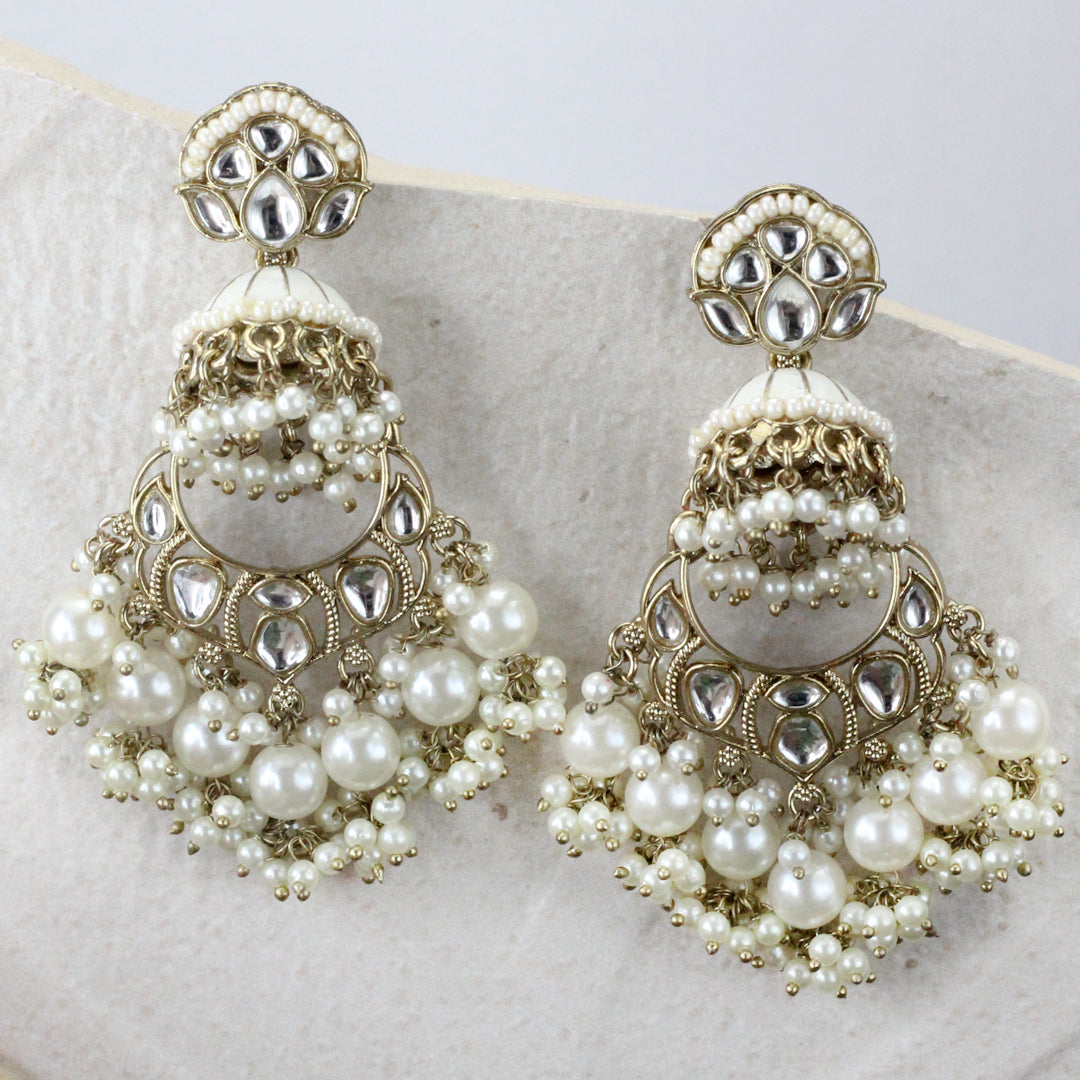 Enamel White Drop Earring - Rabal