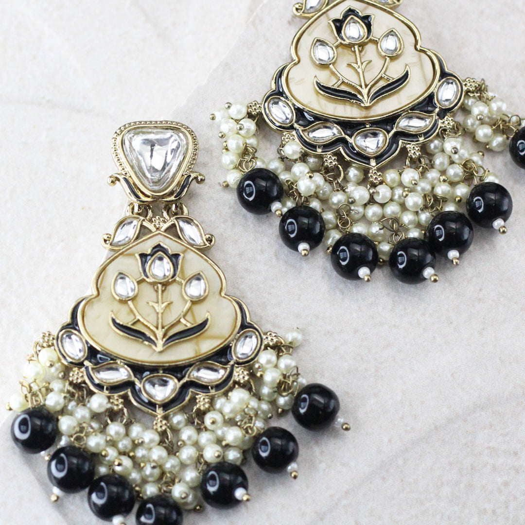 Enamel Black Drop Earring