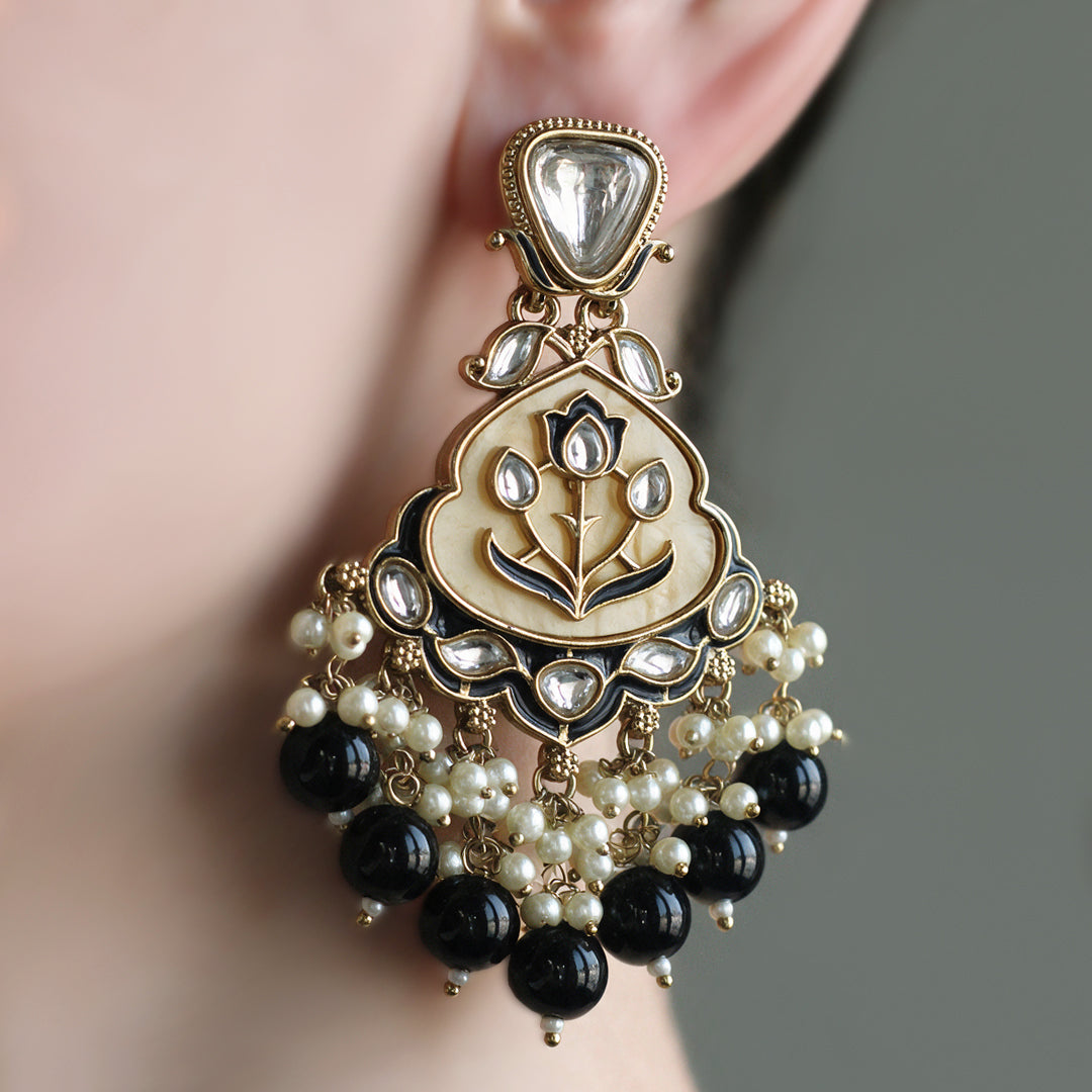 Enamel Black Drop Earring
