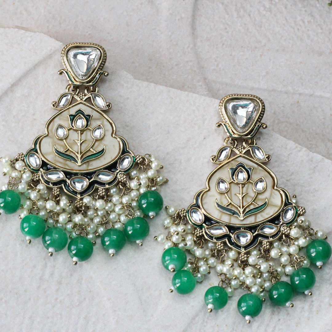 Enamel Green Drop Earring